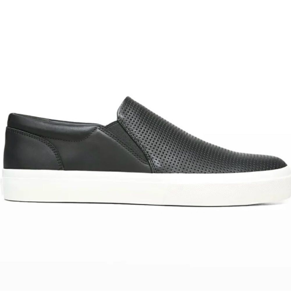 Vince Men’s Fletcher Slip On Casual Black Leather Sneaker Shoes Minimalist 7.5M